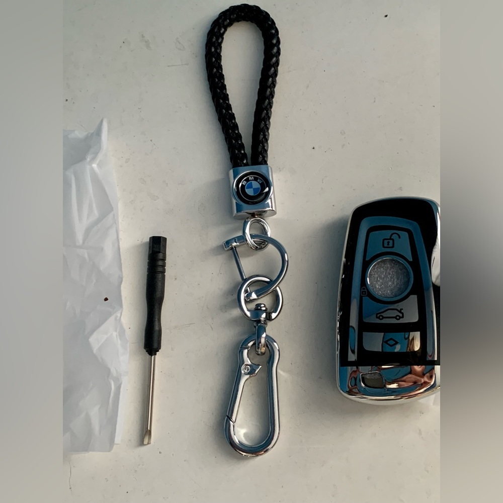 Bmw Black Key Chain With Fob Cover New